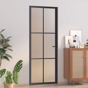 Porta interior 76x201,5 cm vidro e alumínio preto mate weg6528