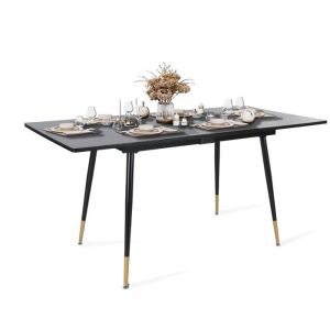 Meubles cosy - mesa de jantar - retro preta/dourada - 160x80x75 cm