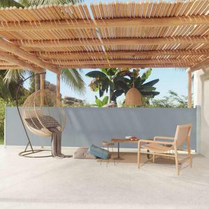 Toldo lateral retrátil para pátio 117x600 cm cinzento egw194000