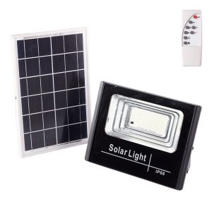 Holofote LED solar 45w 6500k painel: bateria 6v/6w: controle remoto