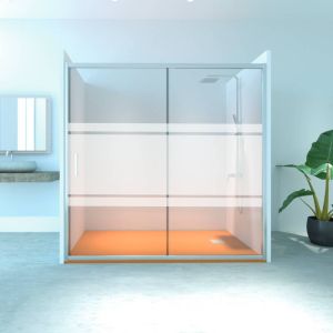 Box de chuveiro fixo + deslizante montana prata decorado 150-155cm