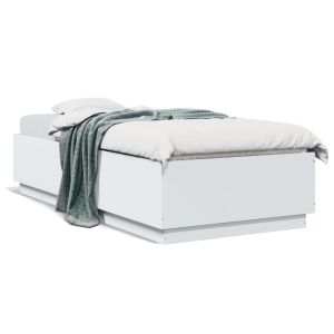 Cama c/ luzes LED 90x200 cm derivados madeira branco