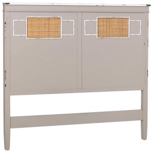 Cabeceira em madeira com grade cinzenta, 150x6x130h cm