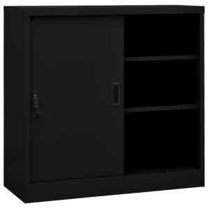 Armário de escritório - helloshop26 - 90 x 40 x 90 cm - porta deslizante -