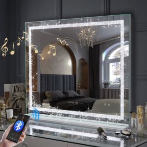 Vanitii espelho maquiagem com luz bluetooth toucador parede 100x80 cm