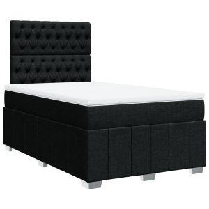 vidaXL cama box spring con colchón tela negro 120x190 cm