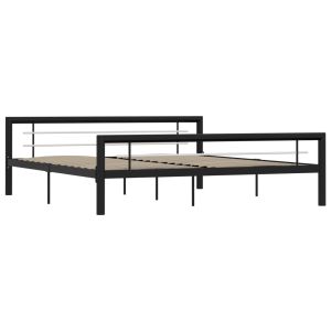vidaXL estructura de cama sin colchón metal blanco y negro 180x200 cm
