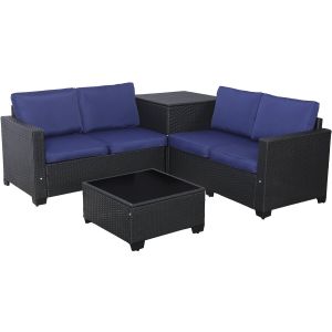 Conjunto de mobiliário de jardim em resina tecida "riley" com caixa de arru