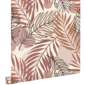 Estahome papel de parede folhas begeerosa antigo 50 x 900 cm