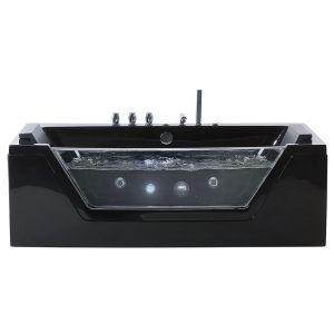 Banheira de hidromassagem de canto com LED samana 1620 x 760 mm preto