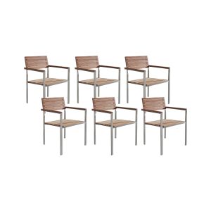 Conjunto de 6 cadeiras de jardim viareggio madeira de teca castanho