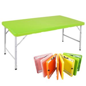 Mesa dobrável ajustável verde 125cm ferro plástico uso versátil