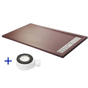 Base de duche premium chocolate 70x160 resina + válvula + grelha (160x70)