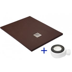 Base de duche de resina 70x80 chocolate antiderrapante+valvula+grelha