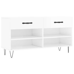 vidaXL zapatero madera de ingeniería blanco brillo 102x35x55 cm