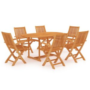 Conjunto de jantar de jardim 7 peças em madeira de teca maciça
