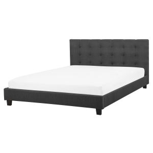 Cama tecido la rochelle 160 x 200 cm cinzento escuro