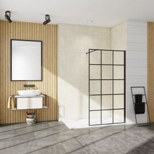 Painel de duche serigrafada,vidro anticalcário 8mm,barra 70-120cm,100x200cm