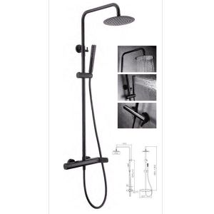 Conjunto chuveiro monocomando dinamarca preto fosco-imex