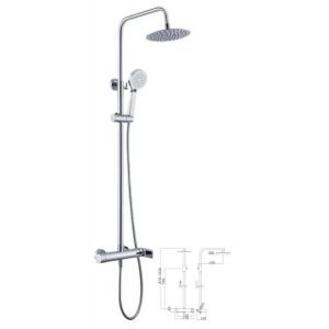 Conjunto de coluna de duche monocomando com barra extensível em cromado