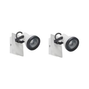 Conjunto de 2 candeeiros de foco baro ajustável metal branco