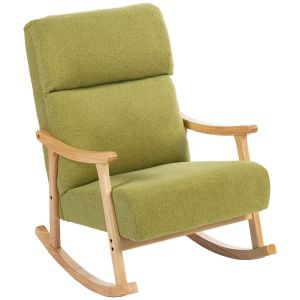 Poltrona baloiço 65x90x98 cm poliéster e madeira de faia color verde Homcom