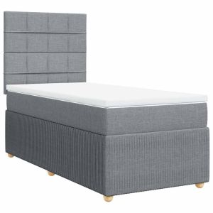 vidaXL cama box spring con colchón tela gris claro 100x200 cm