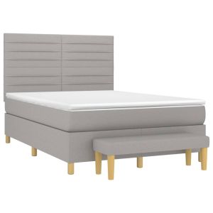 vidaXL cama box spring con colchón tela gris claro 140x200 cm
