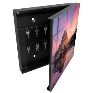 Caixa de chaves de parede decorativa 30x30x5, abertura à direita tulup