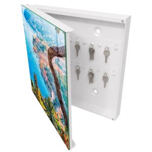 Caixa para guardar chaves decorativa 30x30x5, abertura à esquerda branca