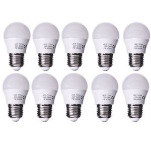 Pack de 10 mini lâmpadas LED g45, casquilho E27, 7w, branco neutro 4200k