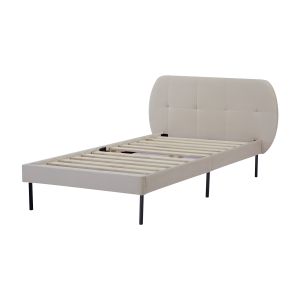 Cama estofada porvoo com cabeceira de veludo 90x200cm - bege [en.casa]