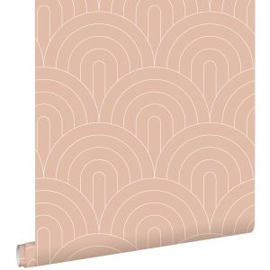 Estahome papel de parede motivo art deco rosa pêssego 53 cm x 10.05 m