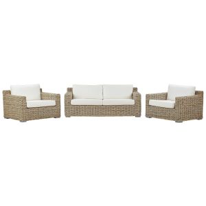 Conjunto de sofás de jardim 4 lugares ardea rattan castanho claro