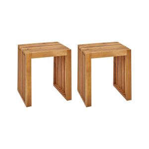 Conjunto de 2 tamboretes de jardim bellano madeira de acácia castanho