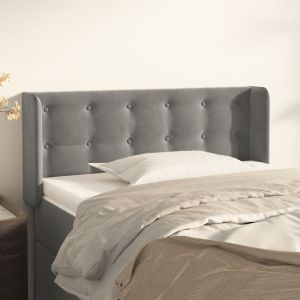 Cabeceira de cama c/ abas veludo 83x16x78/88 cm cinzento-claro ptob7099