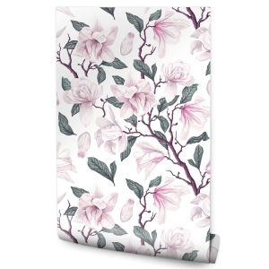 Papel de parede do quarto flowers leaves twigs decoração moderna