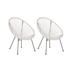 Conjunto de 2 cadeiras de jardim acapulco ii rattan sintético branco