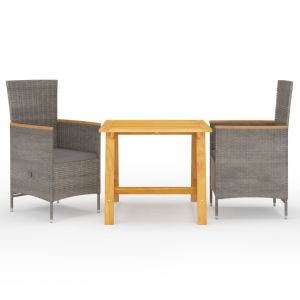 vidaXL juego de comedor para jardín 3 piezas gris
