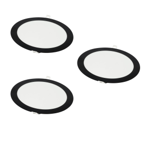 Pack x3 LED downlight 18w branco quente 3000k redondo quadro embutido preto