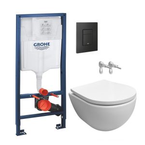 Pack grohe autoclismo + dual preto mate + sanita swiss branco soft-close