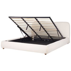 Sommier com arrumação blagnac bouclé branco creme 180 x 200 cm