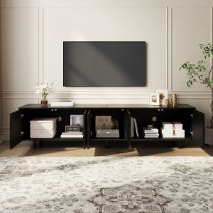 Móvel de tv preto 5 portas 45x180x38cm