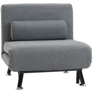 Sofá cama individual 75x70x75 cm linho sintético color gris Homcom