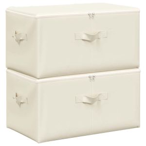 vidaXL cajas de almacenaje 2 unidades tela color crema 43x34x23 cm