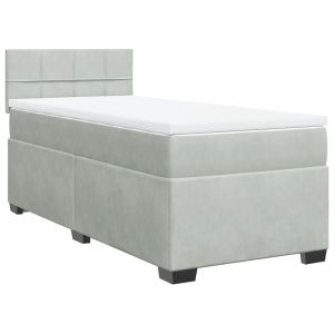 vidaXL cama box spring con colchón terciopelo gris claro 80x200 cm