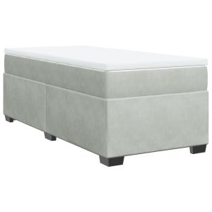 vidaXL cama box spring con colchón terciopelo gris claro 90x190 cm