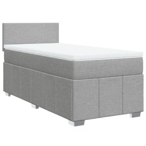 vidaXL cama box spring con colchón tela gris claro 100x200 cm