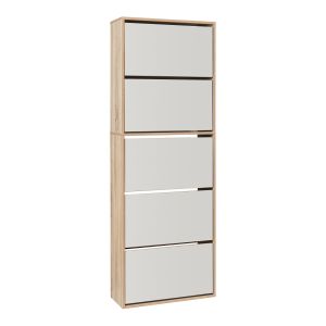 Sapateira espelhada lund com 5 portas - carvalho sonoma [en.casa]