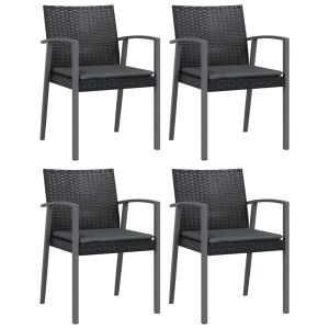 Cadeiras jardim c/ almofadões 4 pcs 56,5x57x83 cm vime pe preto